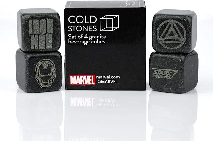 Iron Man Collectible | Marvel Cold Stones Set | Iron Man Granite Beverage Cubes
