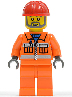 Construction Worker with Red Construction Helmet