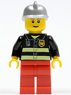 Firefighter with Silver Helmet (from Fire Fighter Building Set)