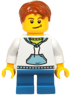 Boy Child with White Hoodie and Medium Blue Pocket
