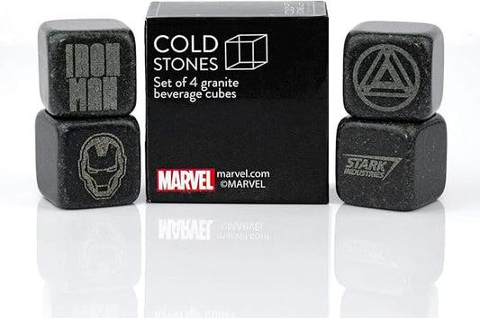 Iron Man Collectible | Marvel Cold Stones Set | Iron Man Granite Beverage Cubes